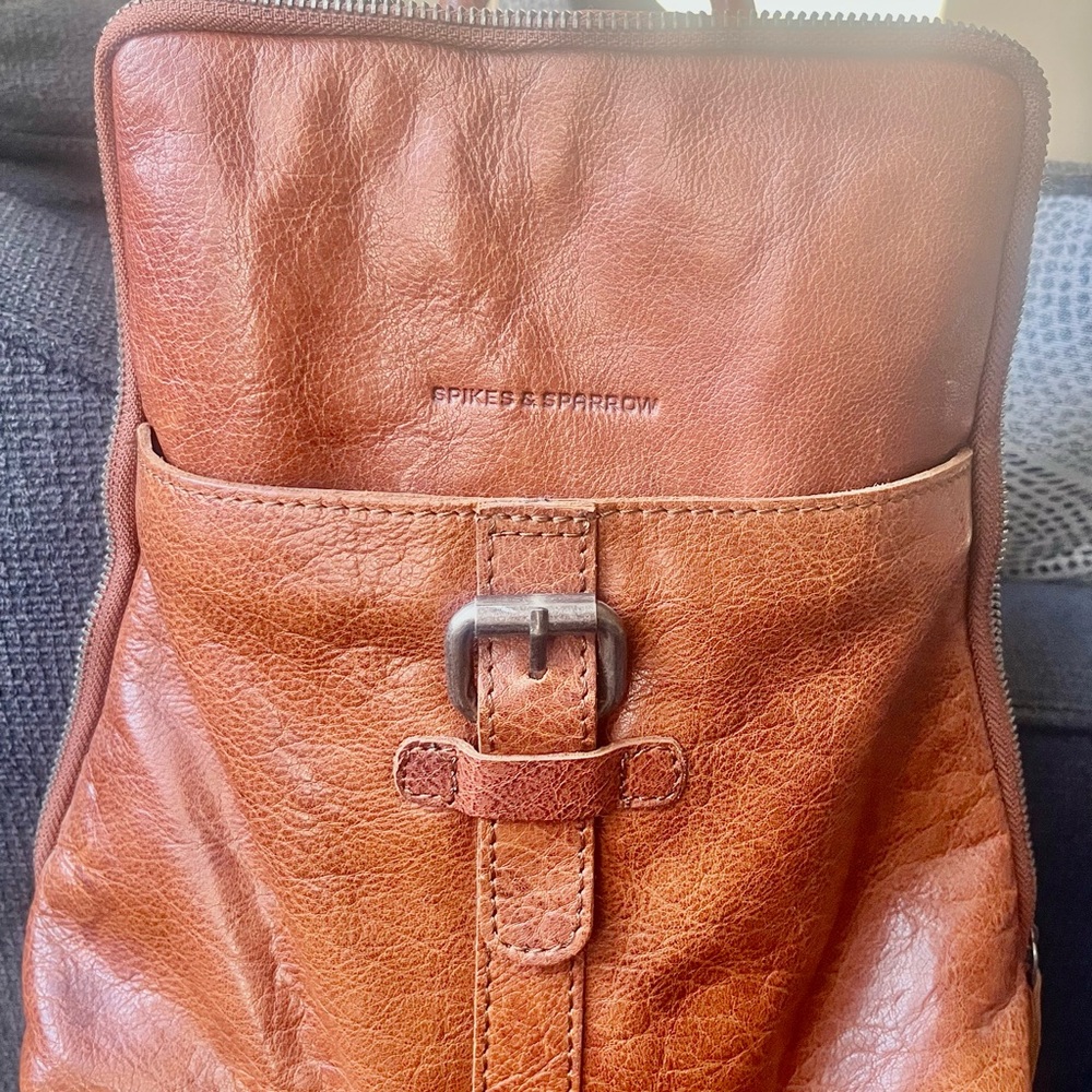Spikes & Sparrow Brown Leather Back pack